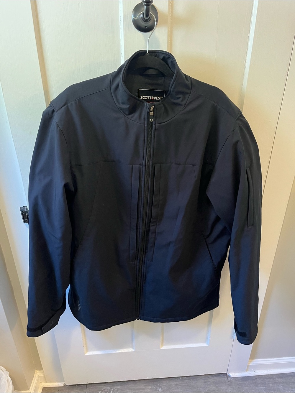 Scottevest Men’s Multi Functional Pocket Soft Shell Jacket Navy Blue XLT